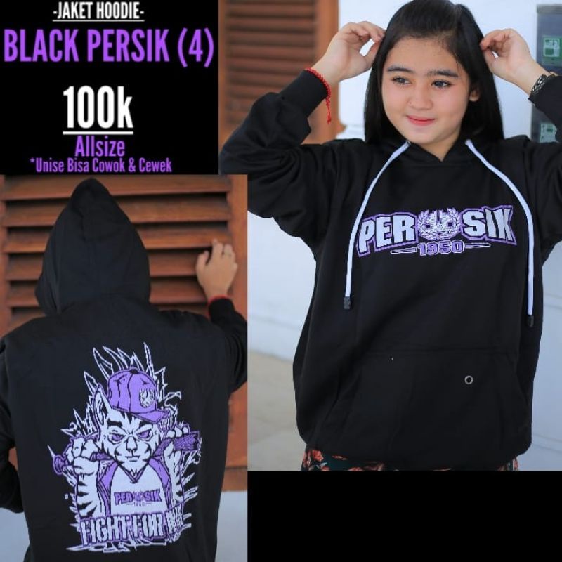 (PERSIK) HOODIE PERSIK KEDIRI MACAN PUTIH WARNA HITAM TERMURAH