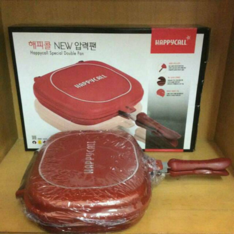 (PROMO) DOUBLE PAN HAPPY CALL JUMBO 32CM / ALAT PEMANGGANG ANTI LENGKET / DOUBLE PAN / TEFLON HAPPY CALL