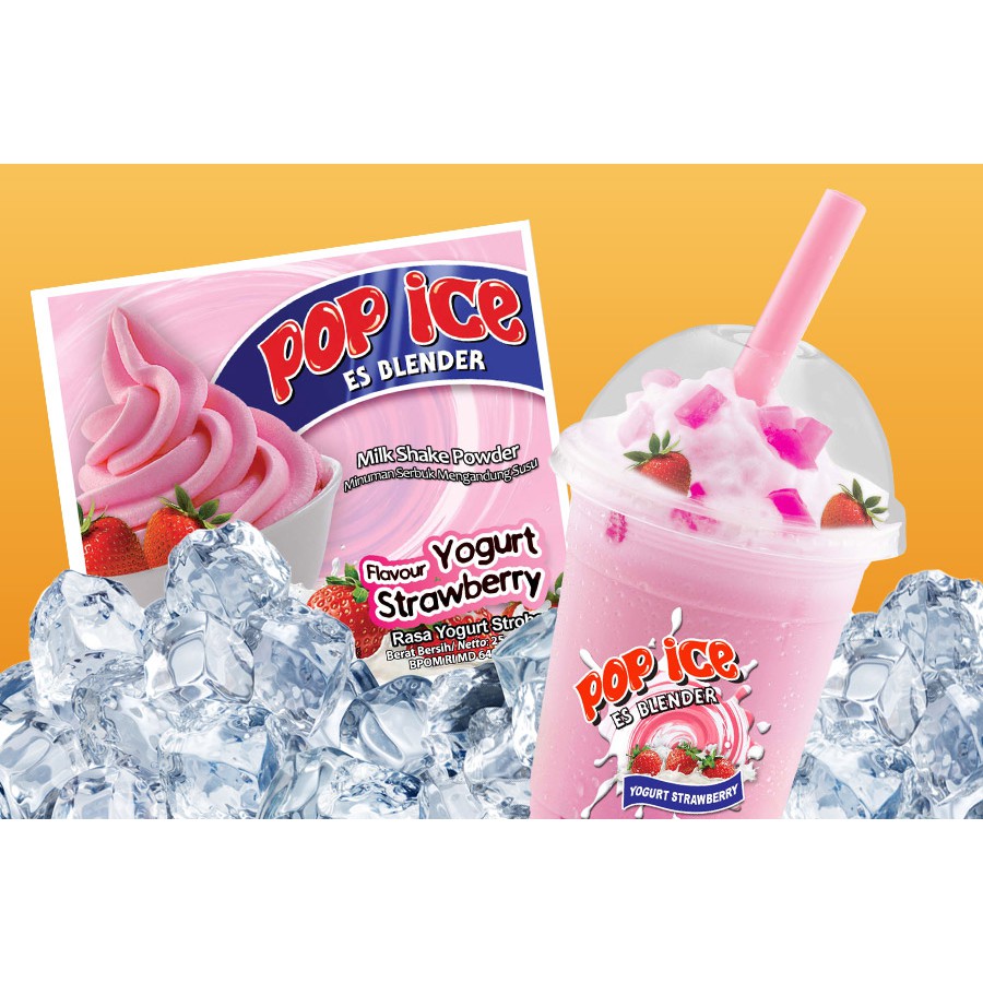 @10pcs Pop Ice Aneka Rasa Minuman Es Blender 25gr Murah Yogurt Strawberry