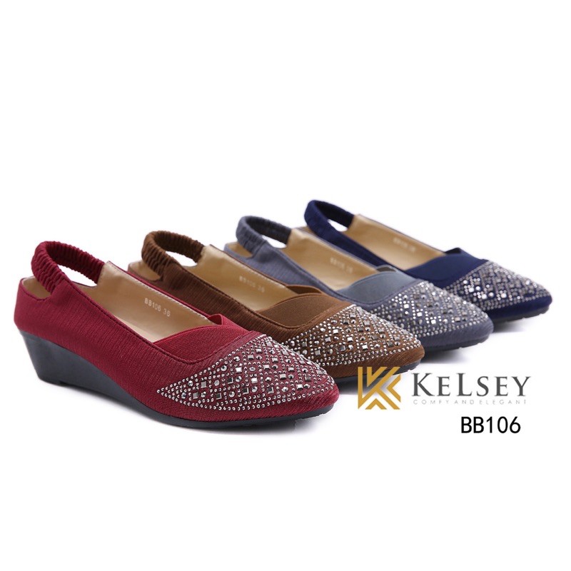 NICOLE SEPATU WEDGES WANITA MOTIF KELSEY BB106
