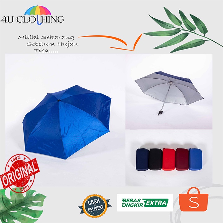 Payung dompet / payung lipat 5 polos / payung mini / payung sovenir / payung lipat mini / payung sekolah / payung dompet kacamata NEW 520 4U CLOTHING