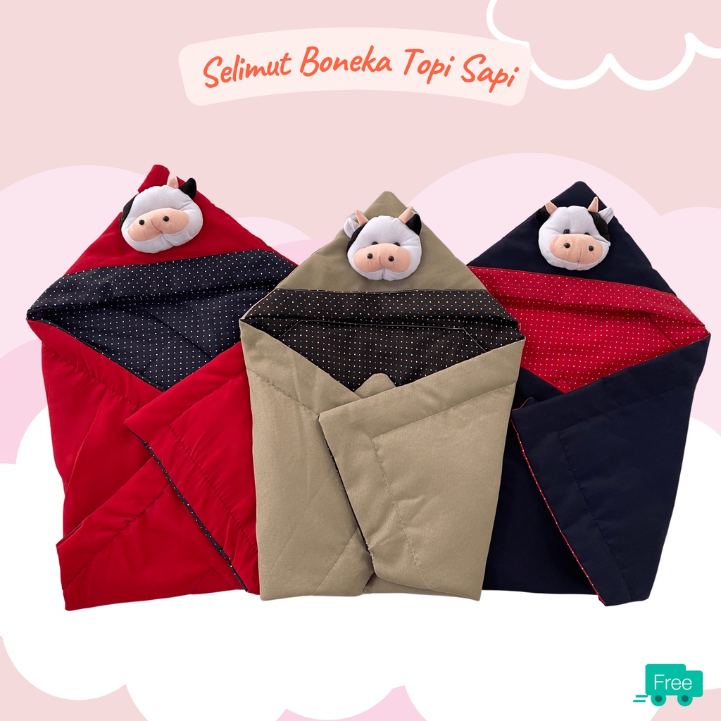 Selimut Bayi Topi Boneka Sapi Termurah dan terlaris / Selimut Bayi Lucu / Selimut Bayi Murah