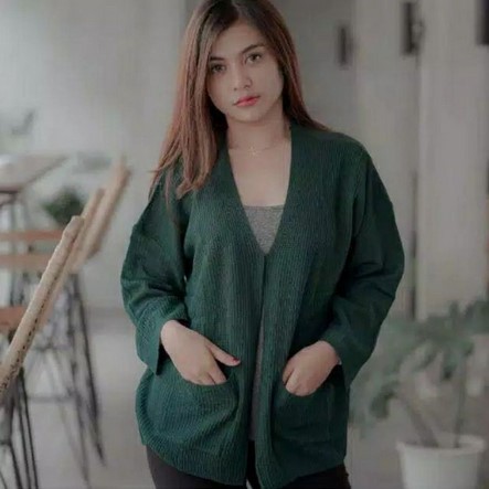CARDINGAN WANITA/LOCCY CARDI/CARDIGAN RAJUT OVERSIZE-ARMY