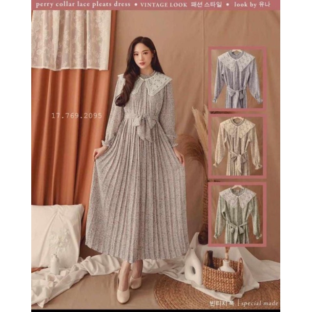 Gamis Maxi Koreana BKK Bangkok Vintage Yuna 2095-C Ceruty Plisket Premium