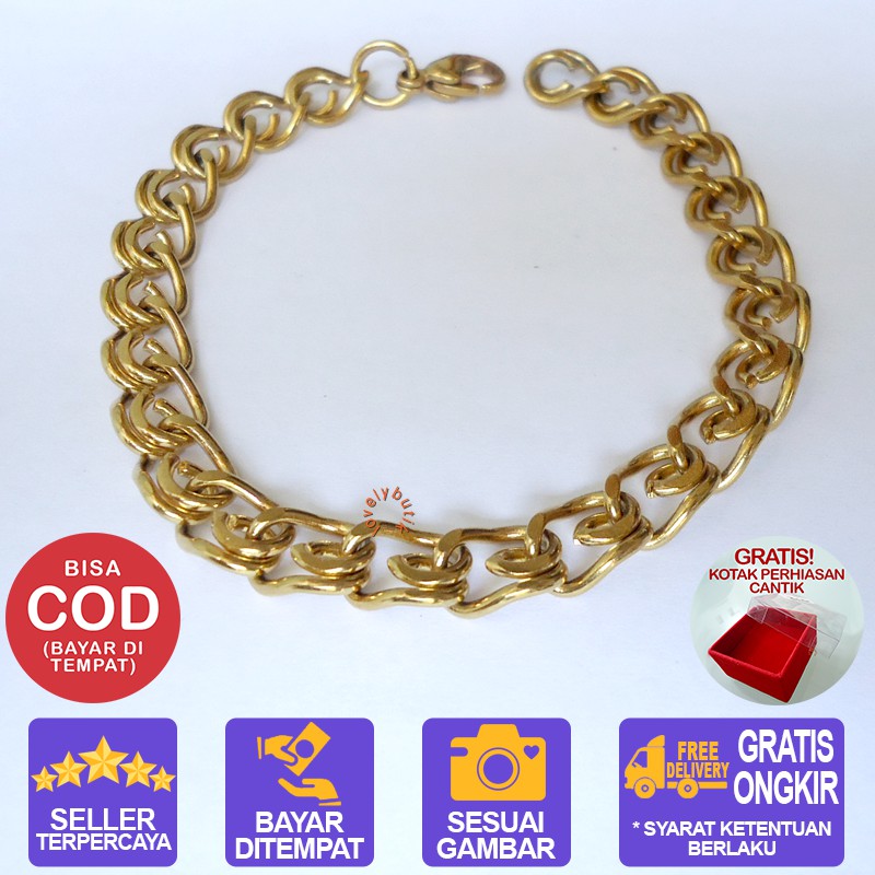 Lovelybutik Gelang Tangan Titanium Anti Karat Viani Gelang Rantai Wanita Titanium Ukuran 18 cm