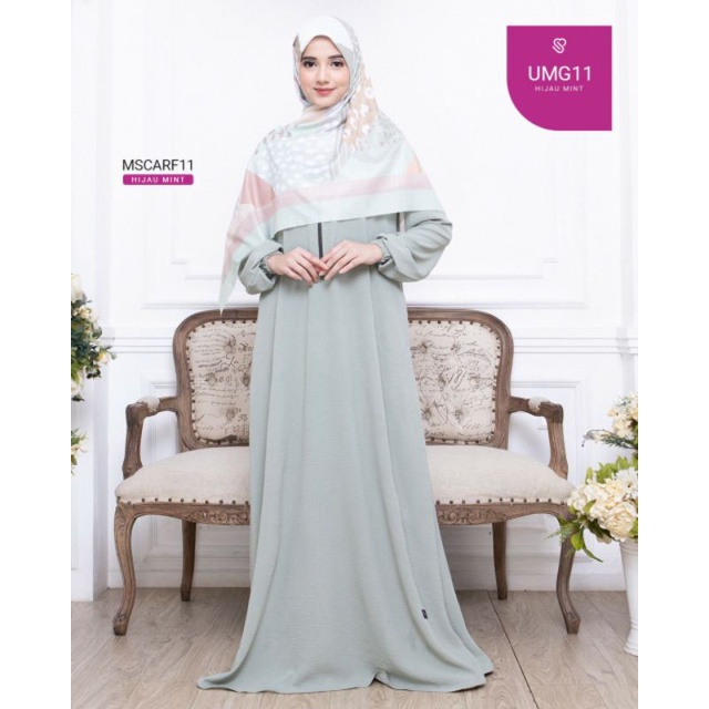 Baju Gamis Ukhti Munira Airflow Dress Ukhti UMG 11 Polos Model Loss Resleting Depan Busui