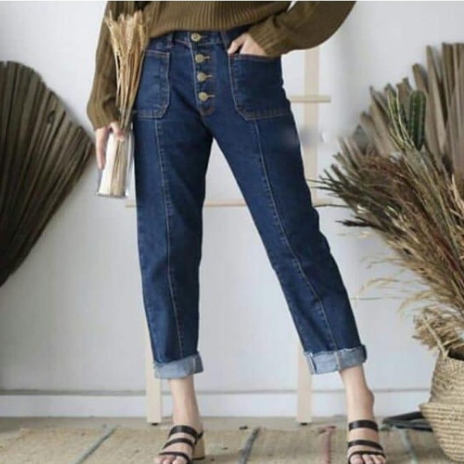 BUTTON POCKET JEANS CELANA KANCING SAKU JEANS WASH