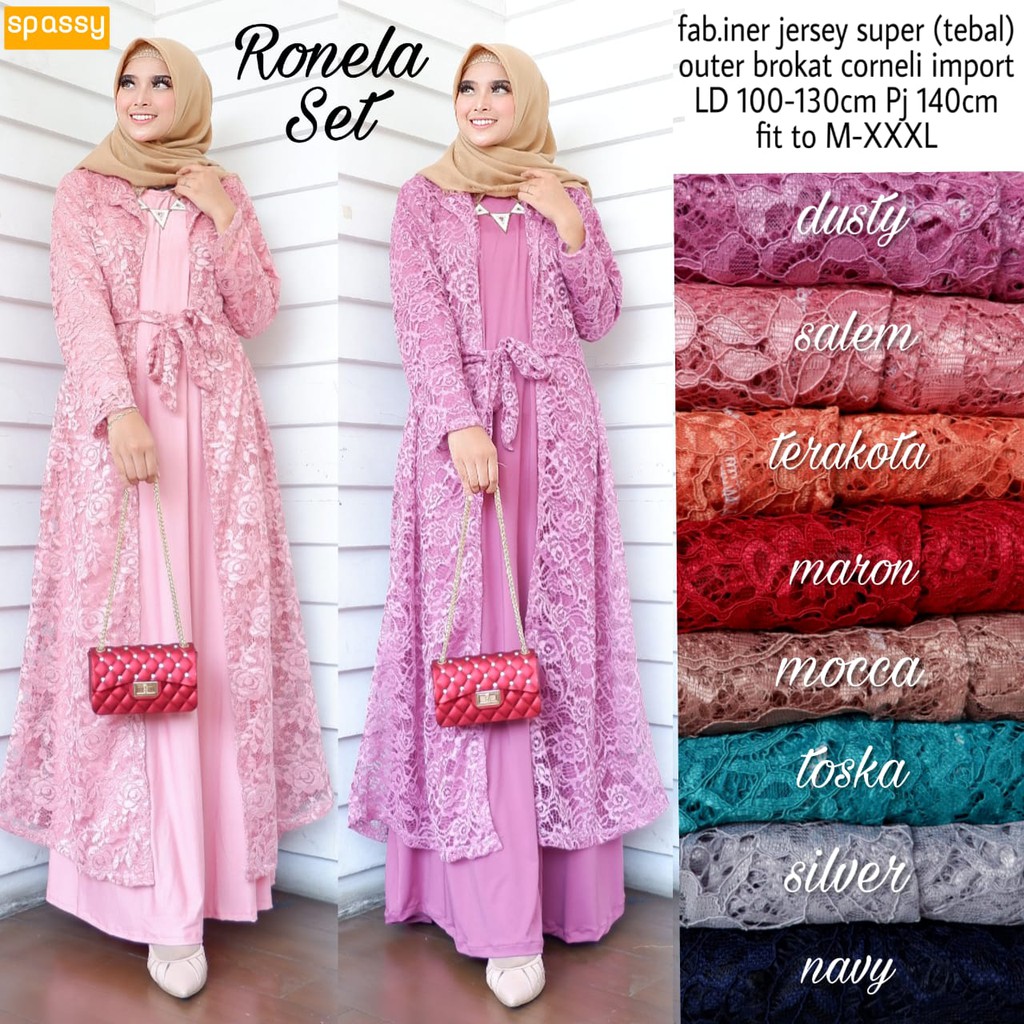 Paling Inspiratif Gamis Outer  Brokat  Naana Banaana