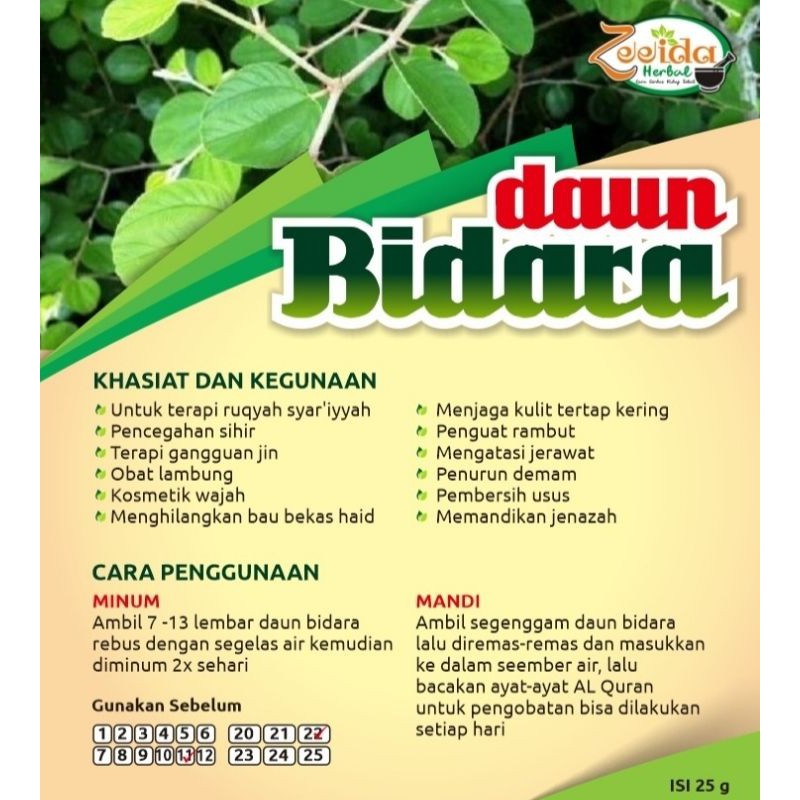 Teh Daun Bidara Zeeida Herbal 100 Daun Bidara Indonesia