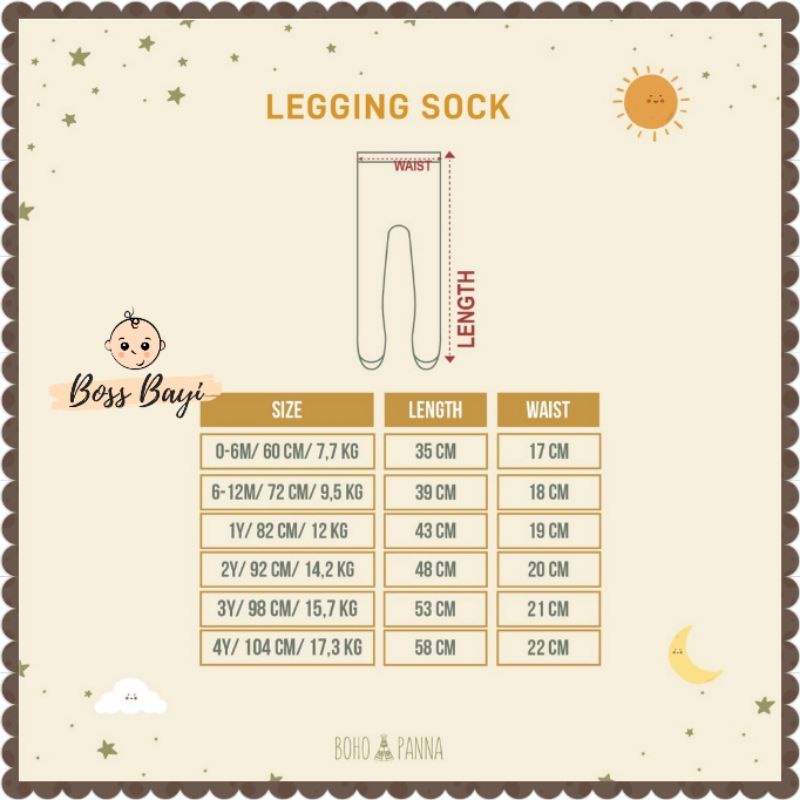 BOHOPANNA - Legging Sock Bohobaby - Legging Bayi Anak Polos