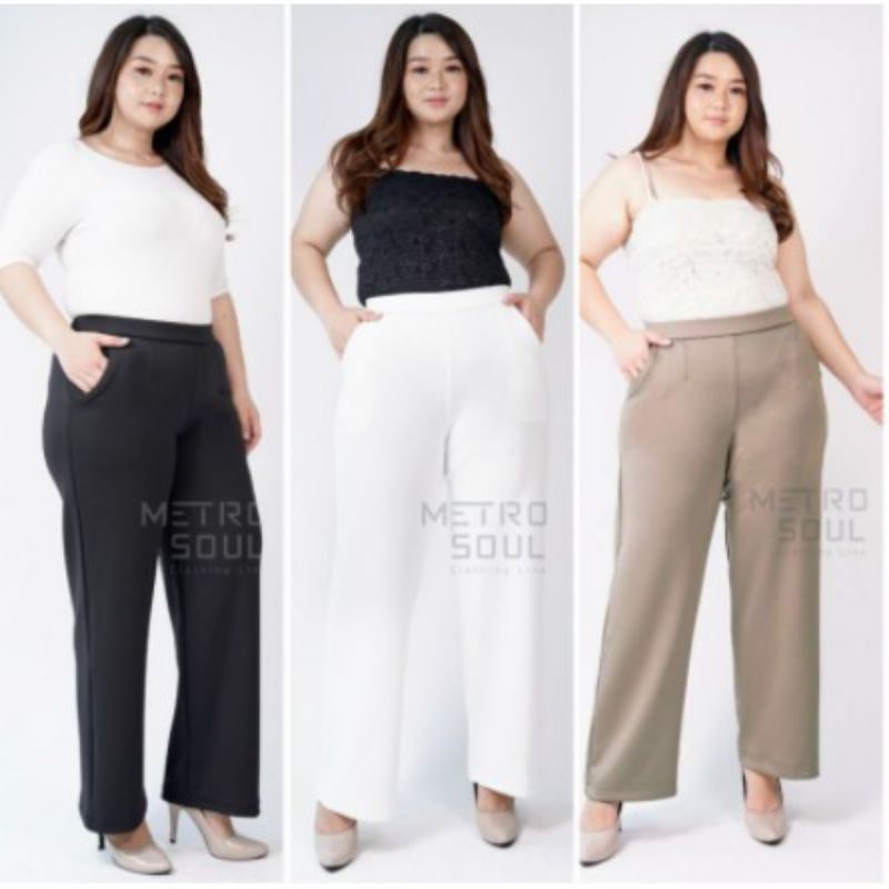 Celana Kulot Highwaist Tulang JUMBO ALLSIZE BIGSIZE PANTS - Scuba Pants PREMIUM Stretch