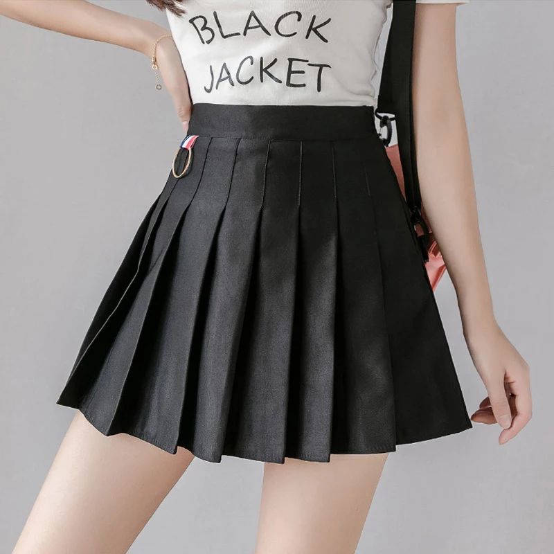 Rok Mini Kekinian Wanita Rempel Lipit Wanita Korea Slim Fit Pinggang Tinggi Solid Mini Skirts Model A-line Rok Tenis