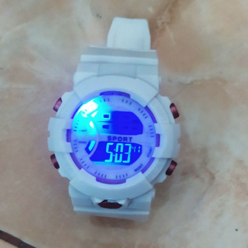 Jam tangan digital unisex rubber sport pria wanita bisa alarm dan nyala lampu led