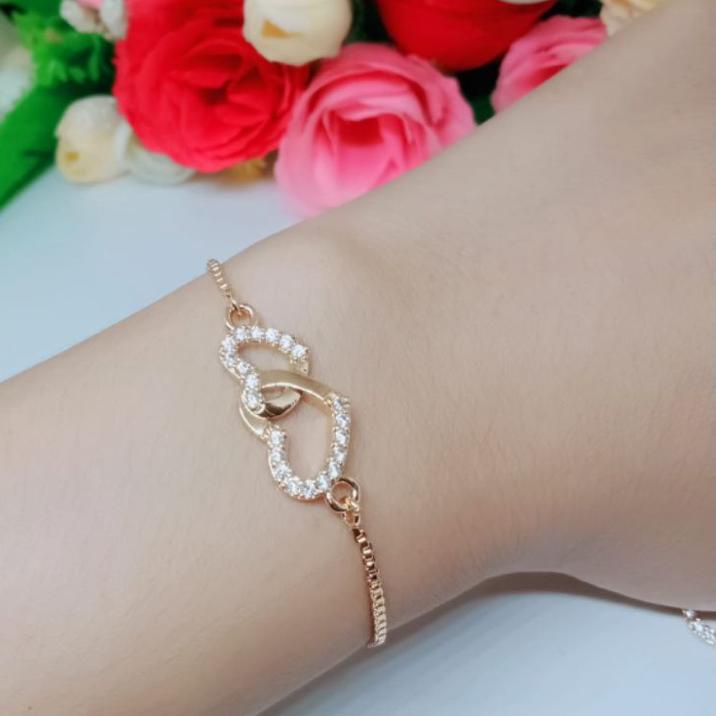 ♚ Gelang serut dewasa motif love titanium asli perhiasan wanita mewah ◘