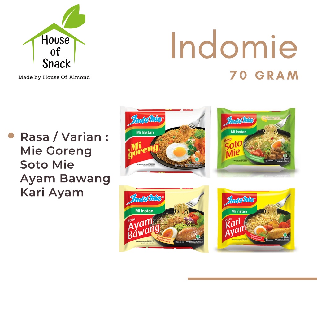 

Mie Instant Indomie 70gr (Mie Goreng / Mie Soto / Ayam Bawang / Kari Ayam)