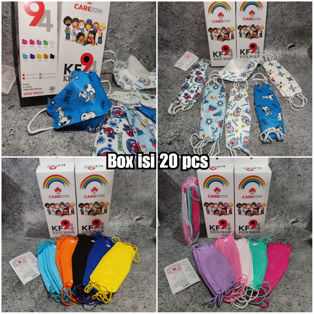 CAREION KF94 KIDS - MASKER ANAK KF94 4PLY CAREION KIDS WARNA WARNI DAN MOTIF