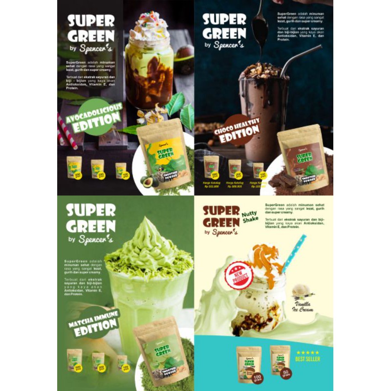 

super green by spencer's, smoothie powder 100 gr minuman sehat