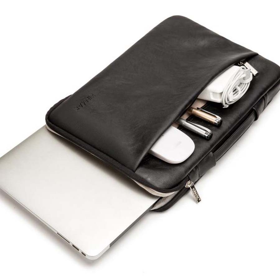 KINMAC pu leather Tas Laptop Handstrap Shockproof 13 14 15 15.6 16inch