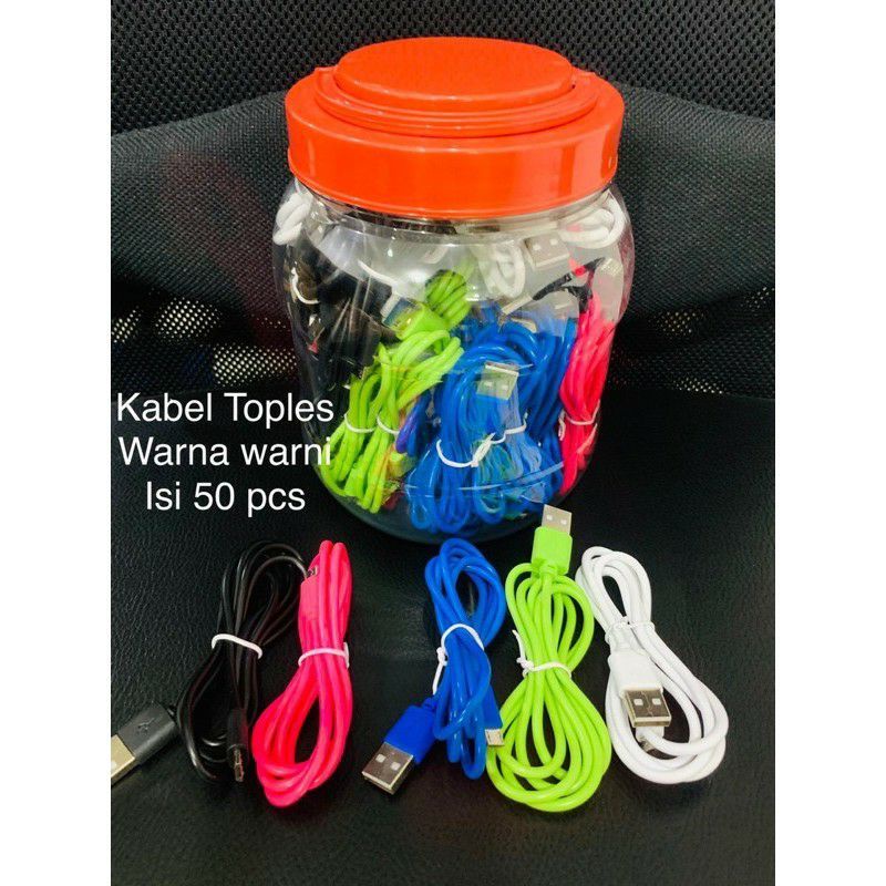 KABEL DATA bulat warna micro usb kwalitas bagus 50pcs free toples