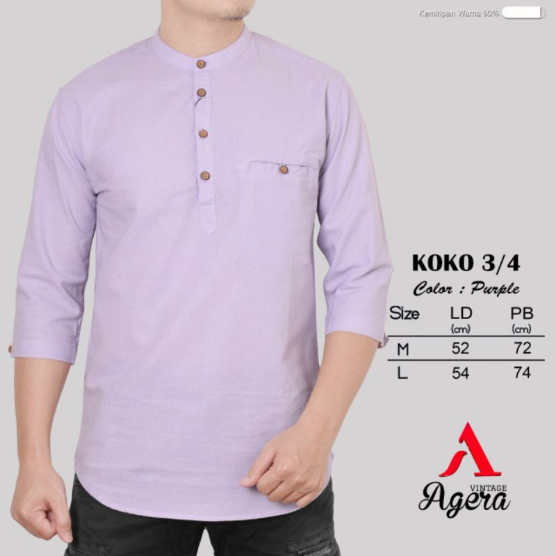 BAJU KURTA KEMEJA KOKO KEMKO  PRIA LENGAN 3/4 ORIGINAL TERBARU AGERA NEW SOFT COLOR