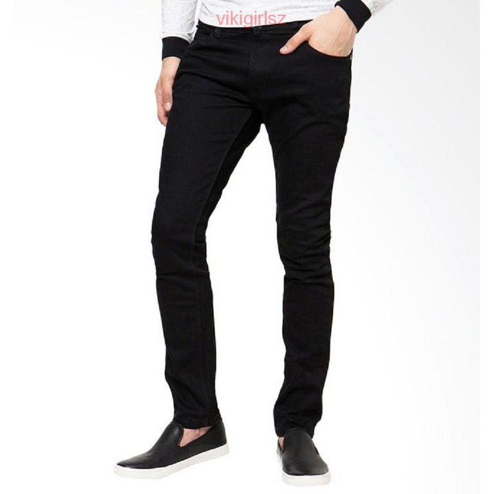 celana jeans hitam skinny slimfit panjang pria DC Levis Lois