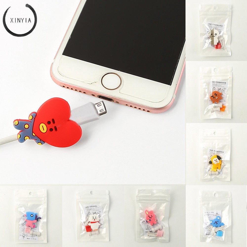 KPOP Bangtan Boys BT21 Cute Phone Charge Cable Conector Protector TATA COOKY VAN