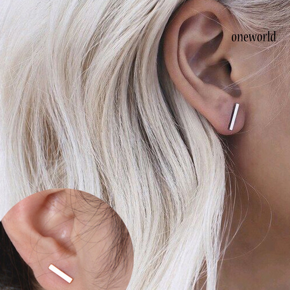 OW@ Minimalist Bar Stick Line Women Stud Earrings Party Jewelry Valentine Day Gift