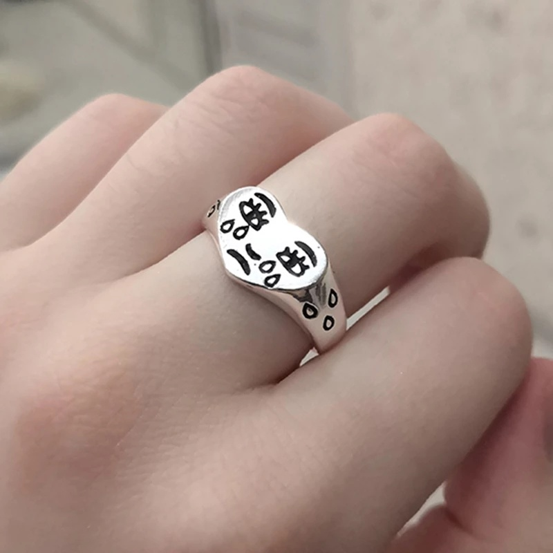 Cincin Jari Model Terbuka Dapat Disesuaikan Desain Wajah Hati Kristal Untuk Pria Dan Wanita