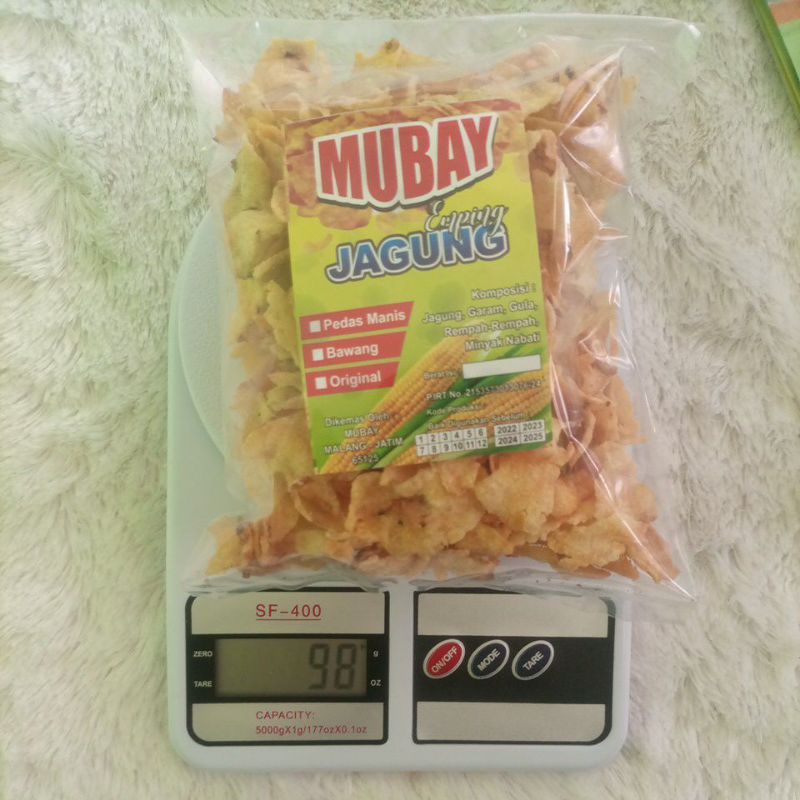 

emping jagung mubay gurih 80gram dan pedas 120gram