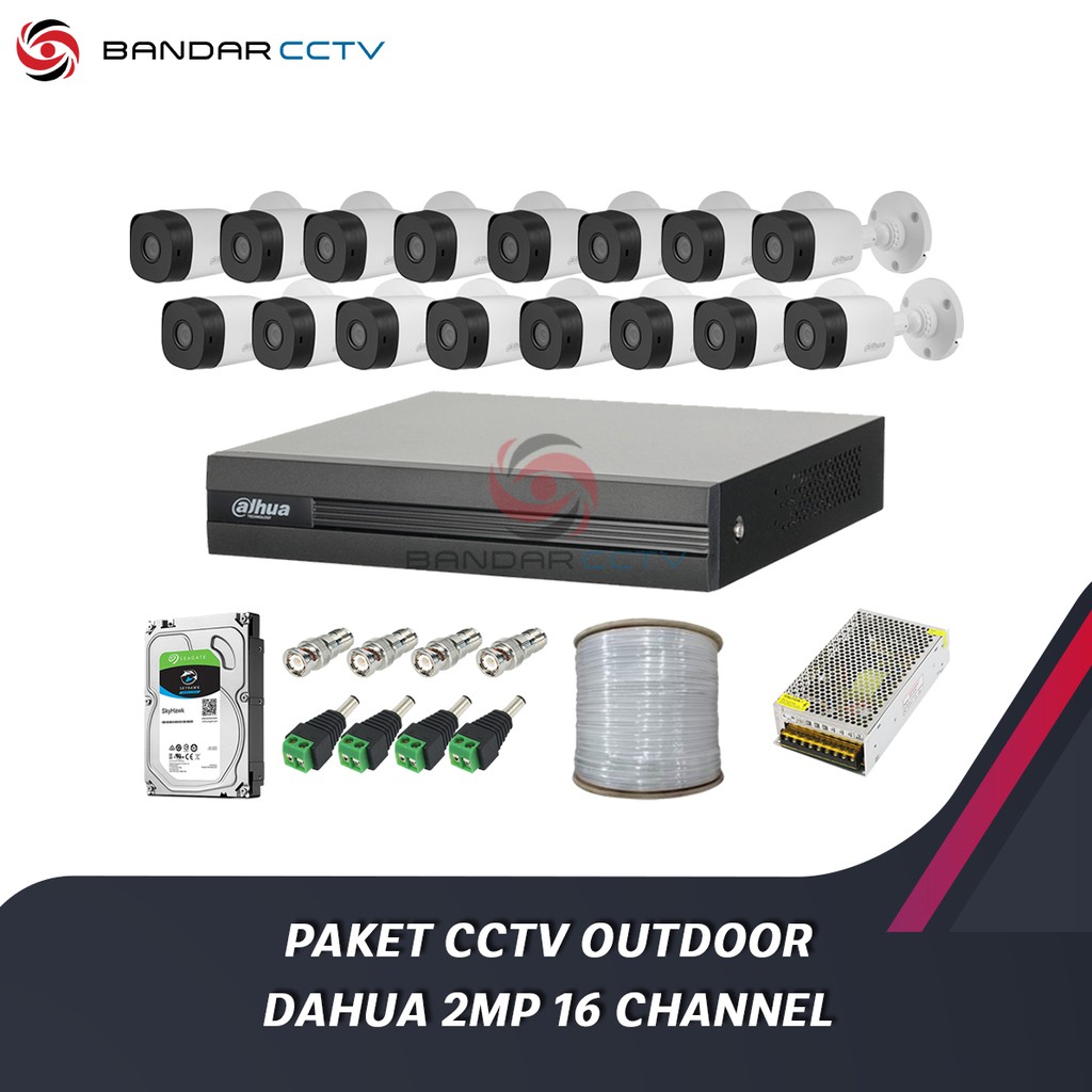 Paket Pasang Kamera CCTV Outdoor Dahua 2MP 16 Channel