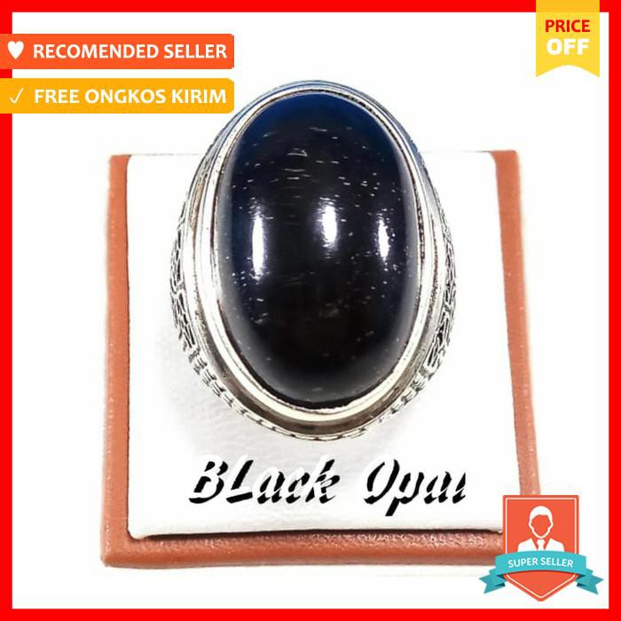 CINCIN BATU AKIK NATURAL BLACK OPAL BODYGLASS BIG SIZE