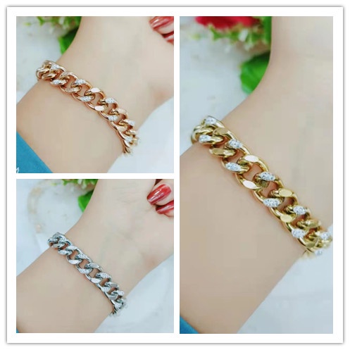 Gelang Titanium Rantai Mata Full Perhiasan Fashion L003