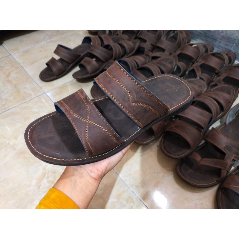 Sandal kulit harley davidson,  kuat,  awel dan kulit asli