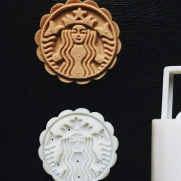 (1pc) cetakan kue bulan 2020 (75gr) mooncake press mold bulat - starbucks