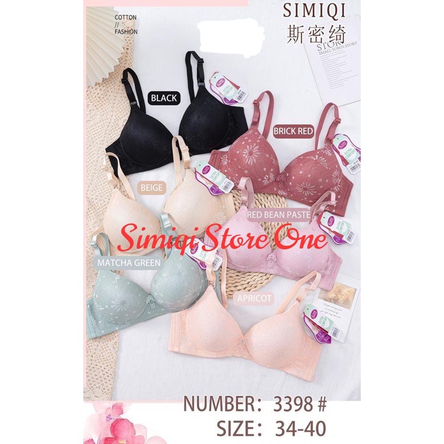 Bra Simiqi 3398 BH Push Up Busa Sangat Tebal BH Wanita Remaja Dewasa BH Tanpa Kawat CUP A KE C Kait 