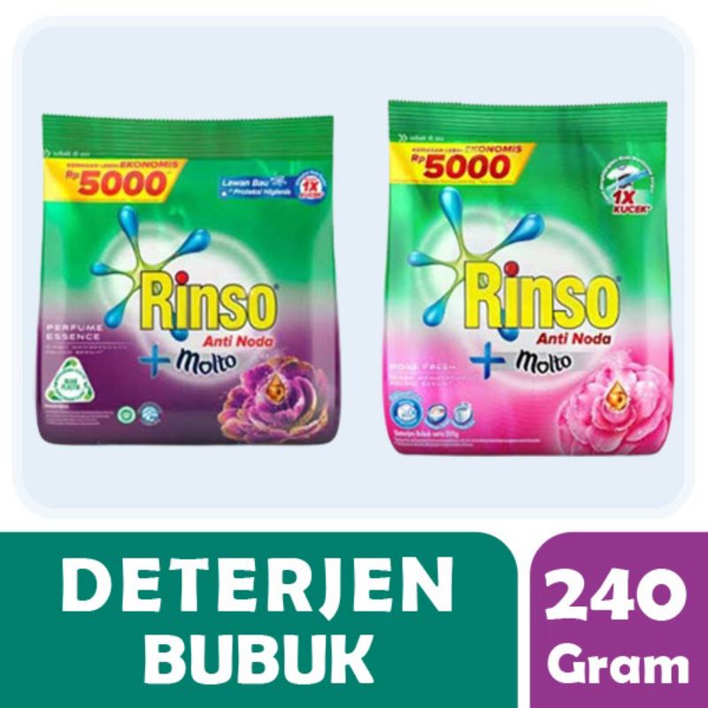 10.10 PARADE DISKON  RINSO Anti Noda Detergent Bubuk + Molto  240grm