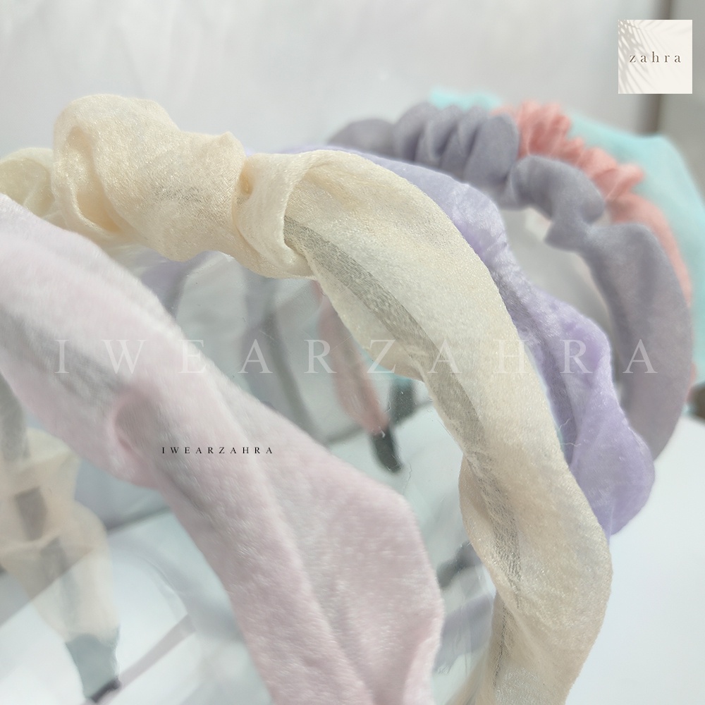 BANDO PASTEL PRINCESS  - Bando Korea Princess Warna Pastel Viral Aksesoris Rambut Bahan Premium Organza Jeruk Bandana Hair Accessories Bayi Anak Mutiara Natal Perempuan Wanita