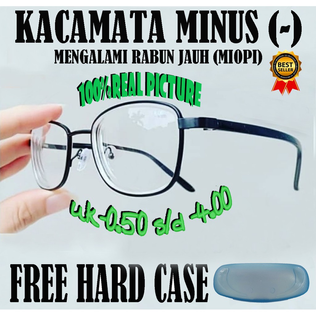 Kacamata bulat oval minus trandy masa kini uK -0.50 s/d -4.00 FreeCase