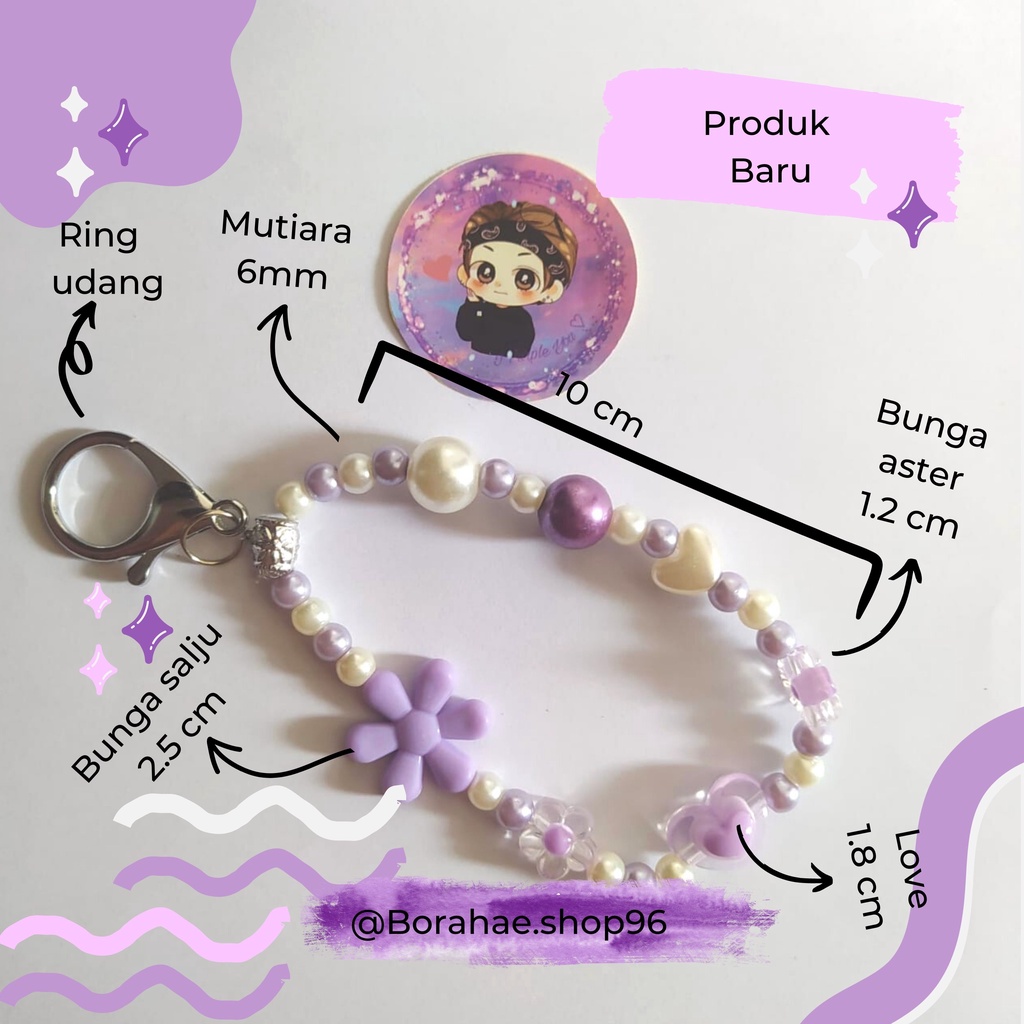 KeyChain, Phone Strap, Phone Charm Beads Limited Series, Gantungan Kunci dan Gantungan Hp Manik Phone Strap | Flower Phone Strap | Bunga Aksesoris Handphone | HP | Gantungn Kunc | Keychain | Handmade diy