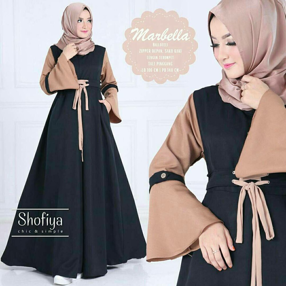 Ns FC Najibah syari gamis  polos benhur mocca maroon-2