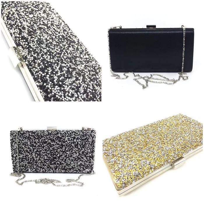 BJ220651 - BLACK/GOLD/SILVER - TAS PESTA TAS CLUTCH BLINK MEWAH TALI RANTAI SLEMPANG WANITA FASHION IMPORT MODIS ELEGAN TERMURAH TERLARIS TERBARU BAGSTORE JAKARTA TAS BATAM JT20651