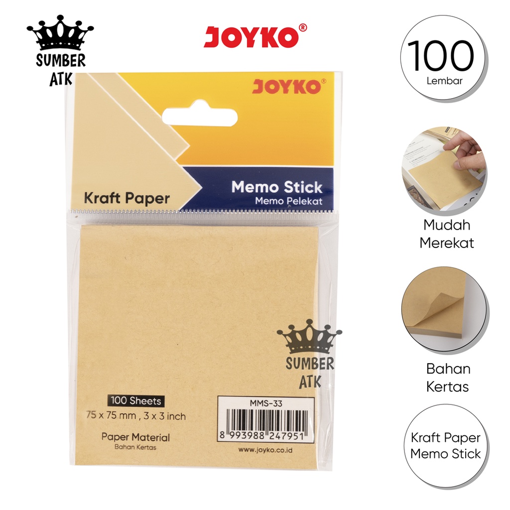 

Memo Stick Sticky Note Kertas Memo Tempel Joyko MMS-33 Kraft Paper