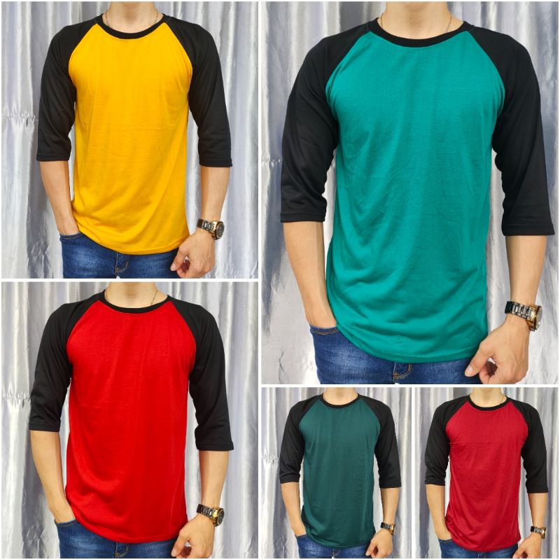 kaos polos reglan pria wanita MICRO unisex lengan 3/4 uk M L XL XXL