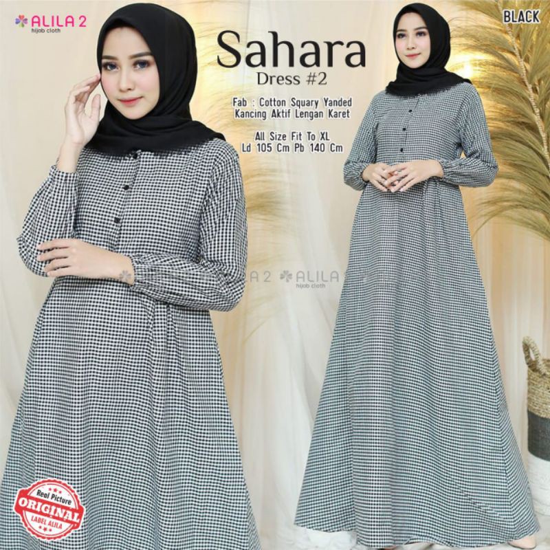 Sahara dress #2 ori Alila hijab Gamis Wanita Muslim motif kotak kotak