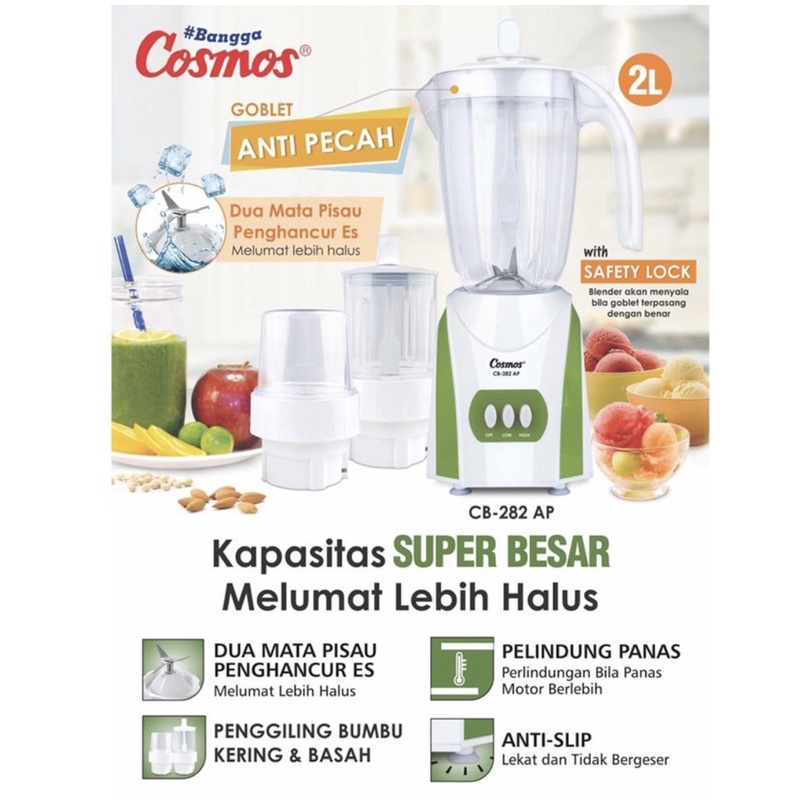 Jual Blender Cosmos CB 282 AP 2 Liter Anti Pecah 3in1 Plastik | Shopee ...