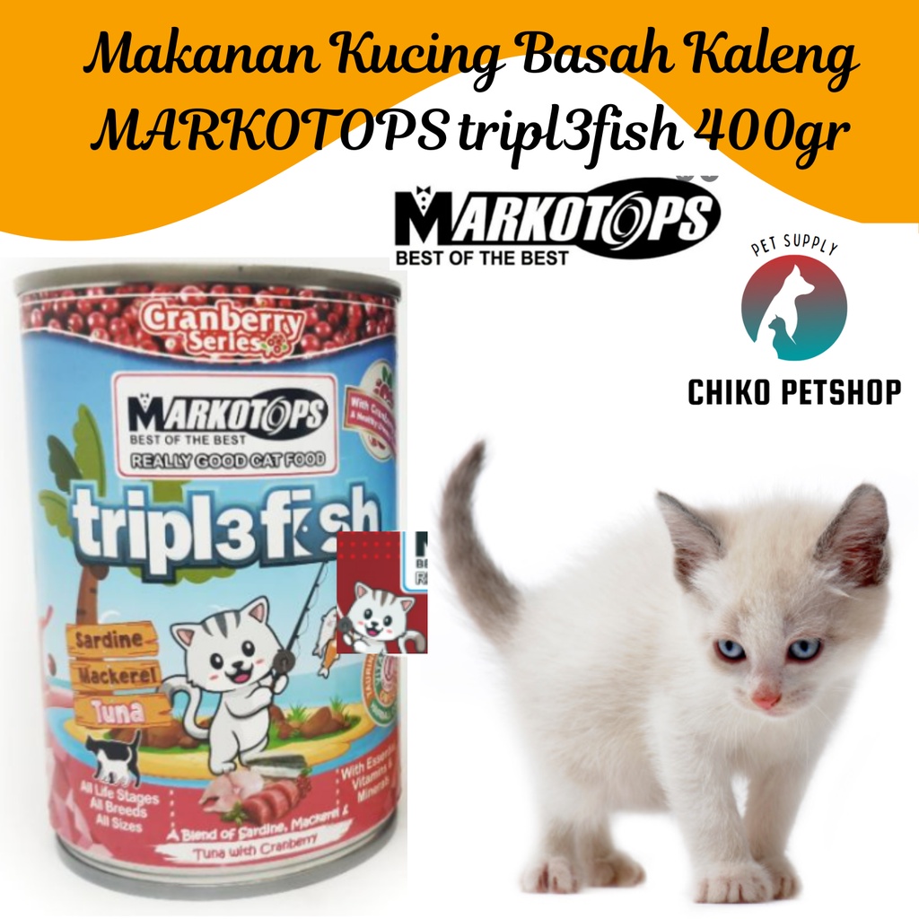 Makanan Kucing MARKOTOPS Kaleng ALL LIFE STAGES TRIPL3FISH 400 gr