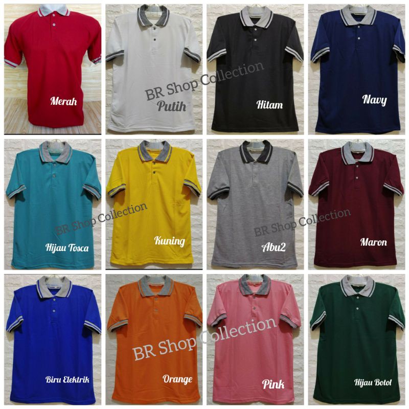 Kaos Kerah Polos Lakos Polo Size M L XL XXL XXXL Hijau Botol Biru Elektrik Kuning Merah Cerah Orange