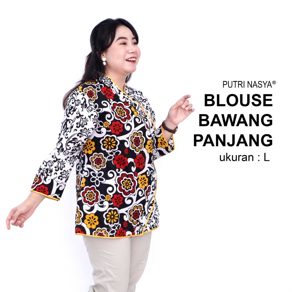 Atasan Batik Jumbo Wanita Blouse Big Size Wanita Lengkap S-M-L-XL-2L-3L-4L-5L-6L-7L Model Blus Jumbo Seragam Batik / Atasan Batik Seragam Kantor Formal LD 140 Kekinian