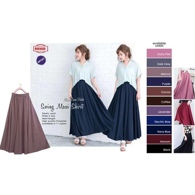 Swing Maxi Skirt / Rok Payung Import/ Rok Lebar Jumbo