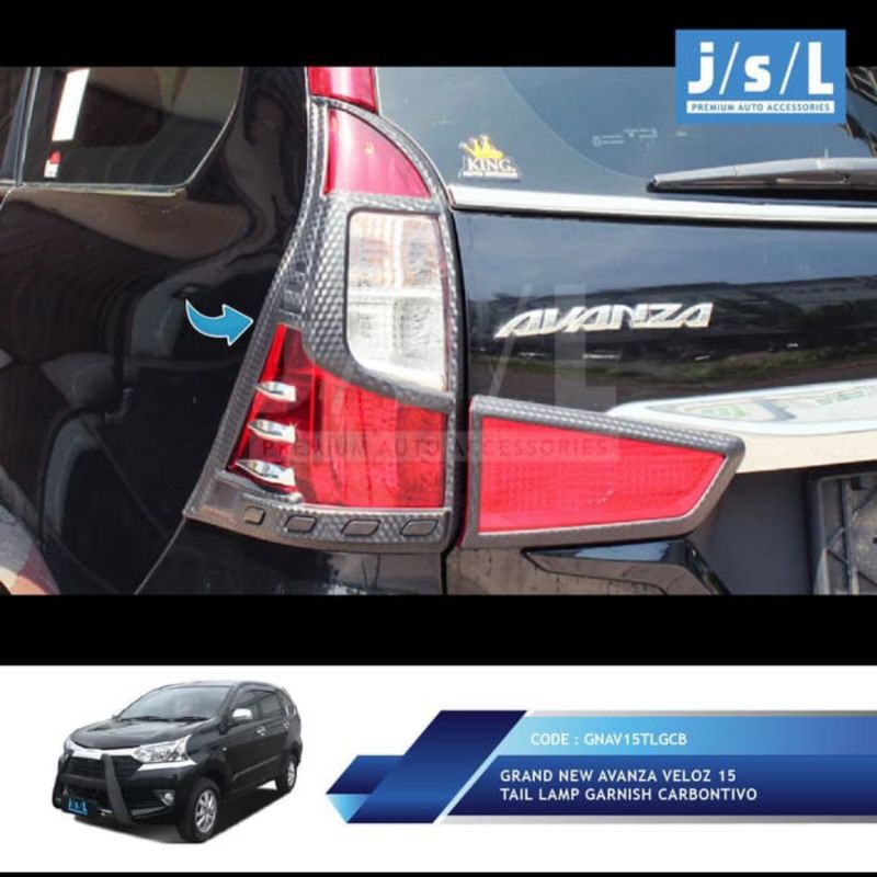 Garnish lampu belakang grand Avanza xenia/ tail lamp garnish chrome Carbon hitam  jsl